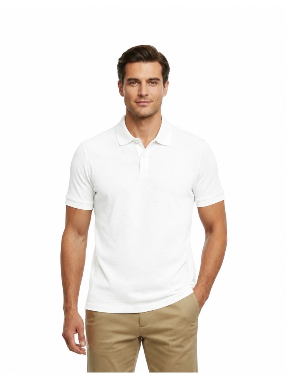 Vince Classic Slub Polo Shirt White 100% Cotton Made in Peru Men’s Medium NWOT